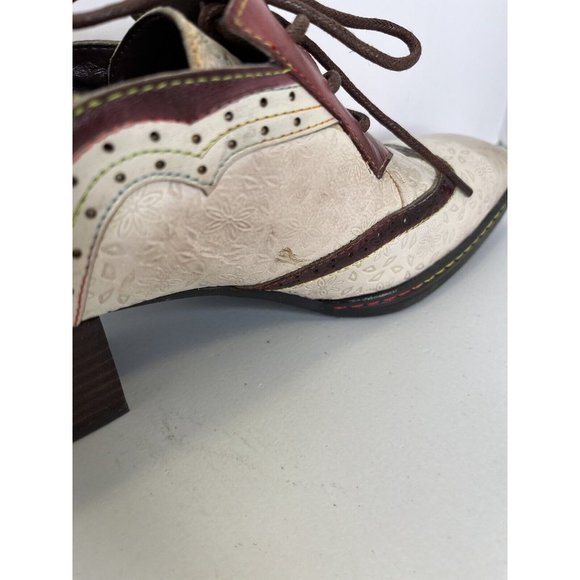 SOFFIA LEATHER FLORAL EMBOSSED ADELE LOW HEEL OXFORD SHOES Womens Size 5.5 EU 36 - Picture 8 of 14